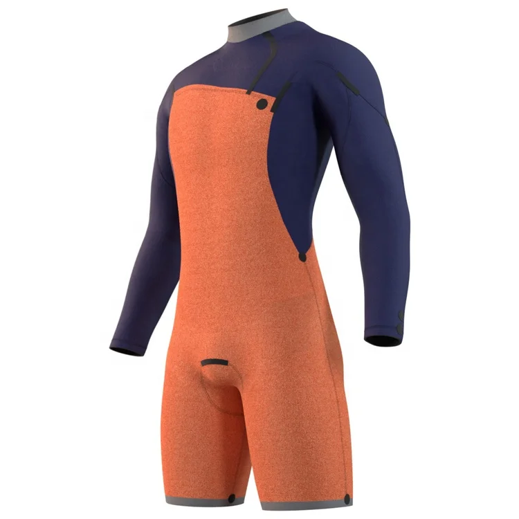 DIVESTAR Surfing Neoprenanzug Factory Price Mens Wetsuit 3/2mm Front Zip Long Sleeve Shorty Surf Wetsuit