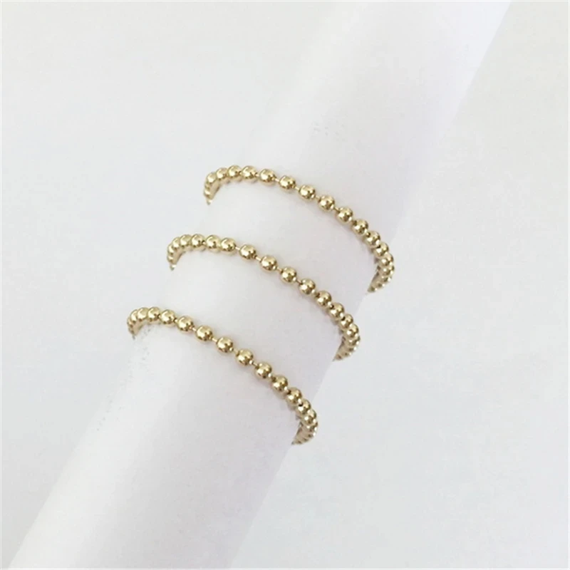 High Quality 14K Gold Filled 1.5mm Bead Chain Ring Fashion Jewelry Boho Knuckle Ring for Women