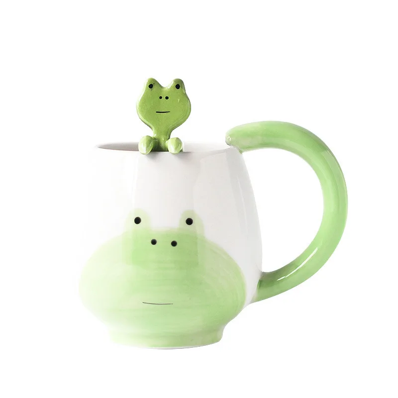 Green Frog Shape Ceramic Tea Promotional Mug