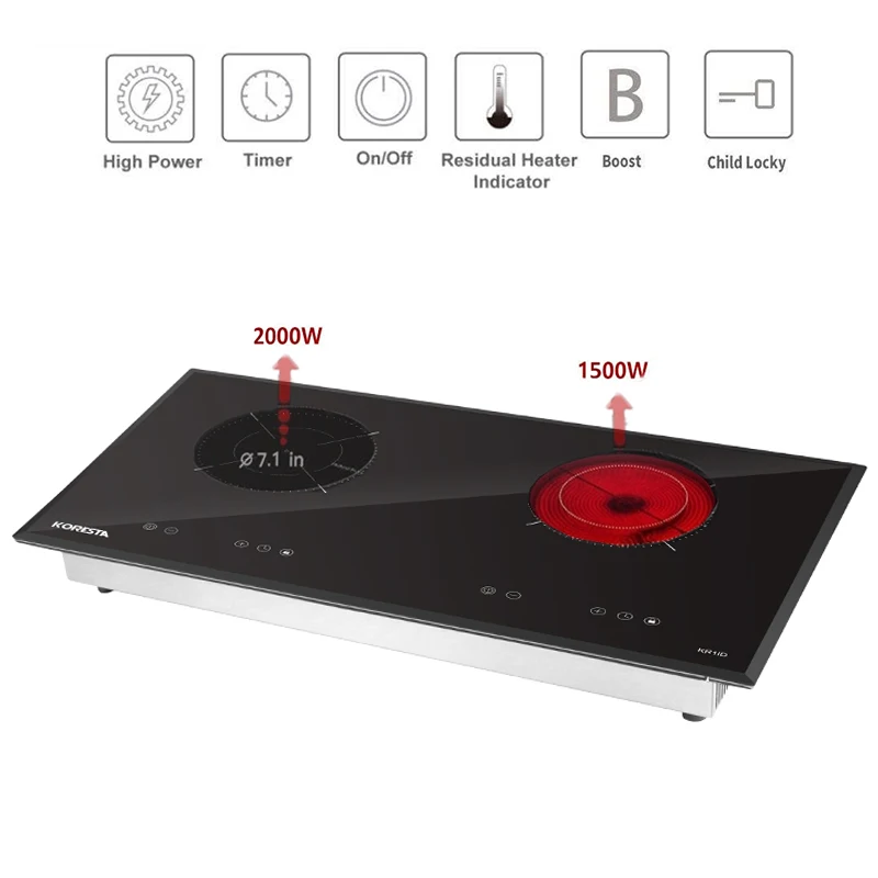 Supplier 2 Burner Built-in Digital  Cooktop 304 Stainless Steel Touch Cooker Induction Cooktops
