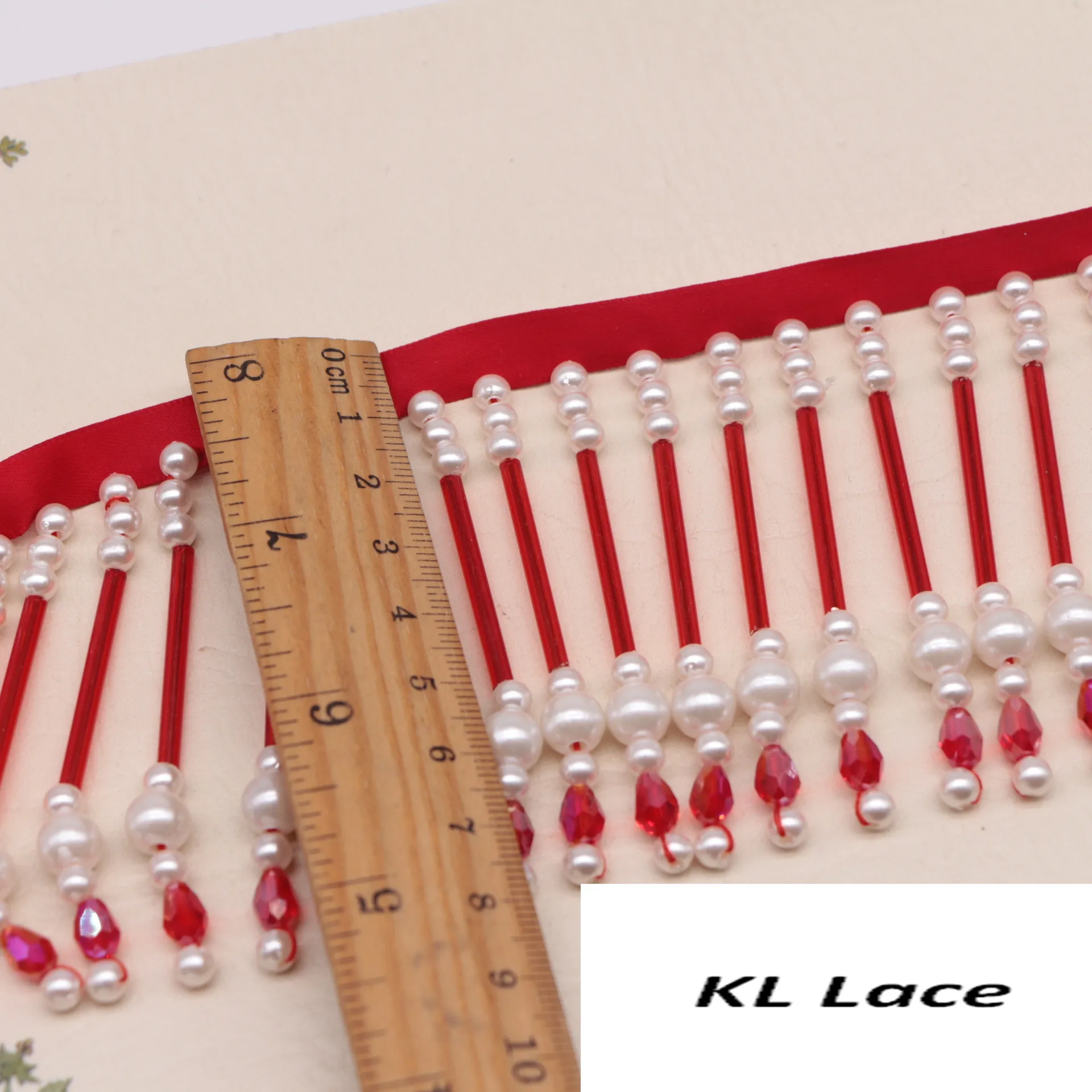 Width 3-20 cm Red white black Glass Crystal Pearl Tassel Fringe lace ribbon for Stage Wear Party dress Curtain cheongsam