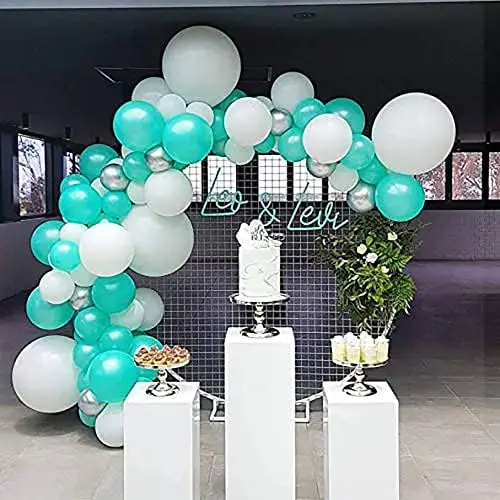 Balloons arch garland tiffany blue Metallic silver Balloons round metal stand balloon arch kit party decoration