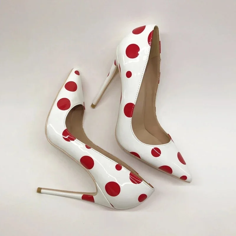 Custom Made Wedding shoes bride patent leather red spots sexy stiletto women shoes high heels pumps