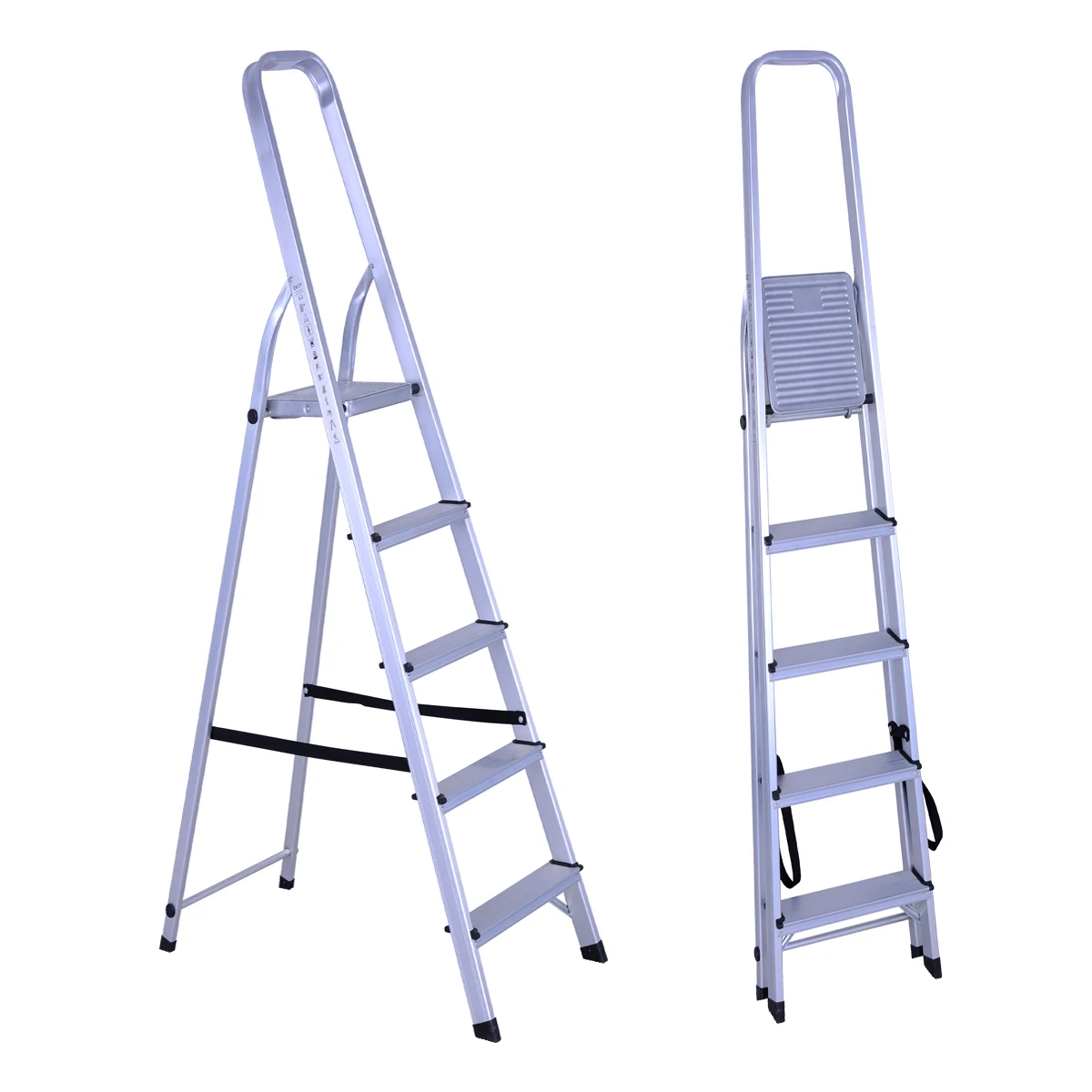 Wholesale 5 Step Ladder Lightweight Aluminum Folding Step Ladder Foldable For Household Usage