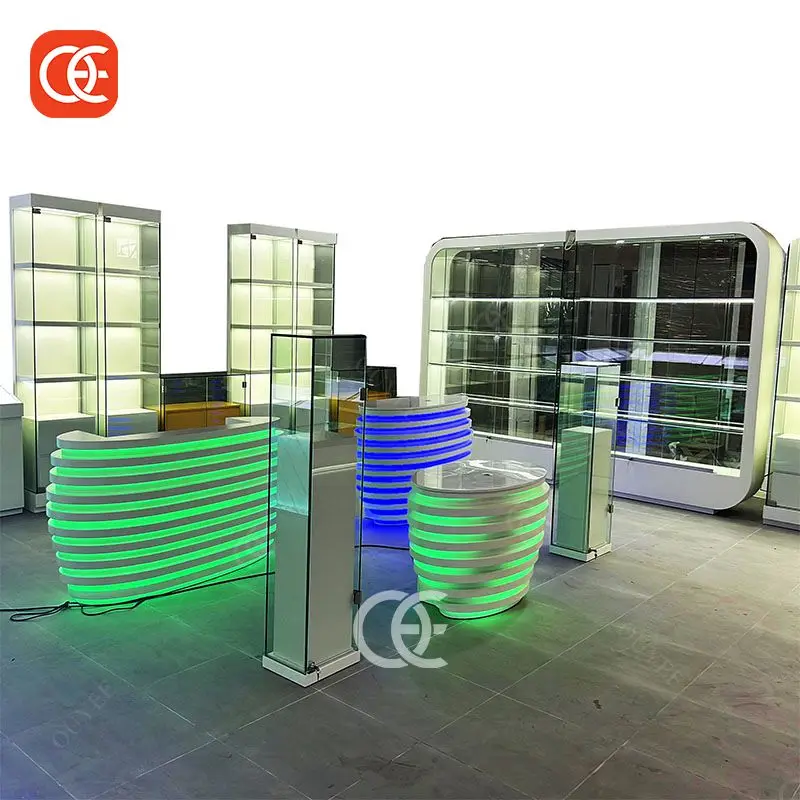 Smoke Shops Supplies Tobacco Stand Glass Showcase Display Store Fixture Display For Shisha Shop