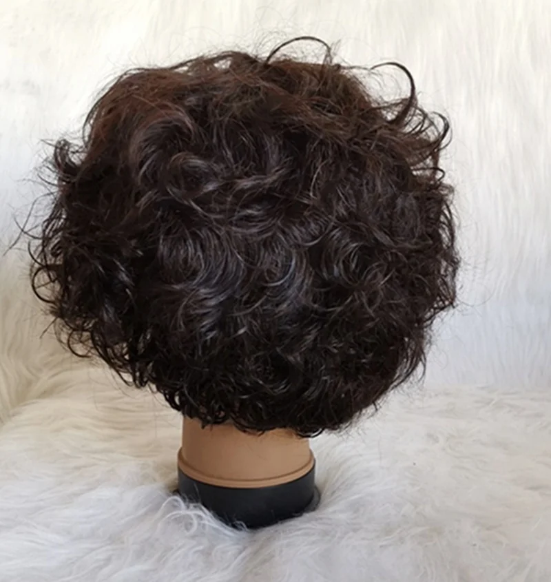Cheap 4*4 pixie curly human hair wigs lace closure bob short wigs for black women brazilian  human hair wigs lace