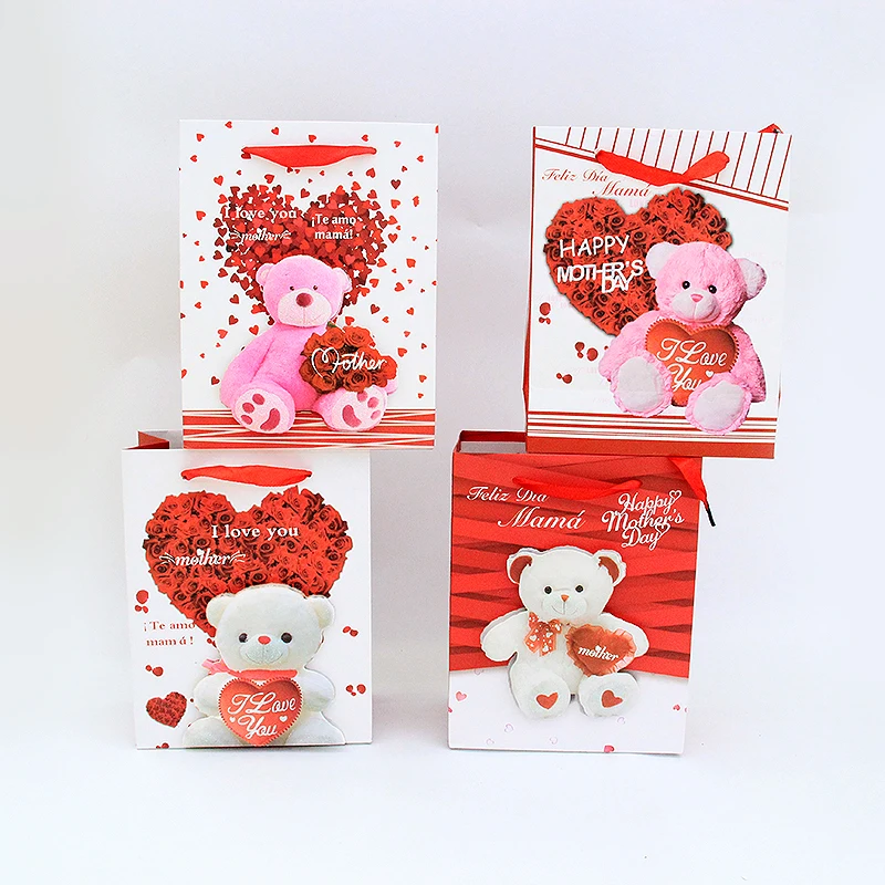 China OEM factory wholesale gift decoration heart shape love logo print paper bag