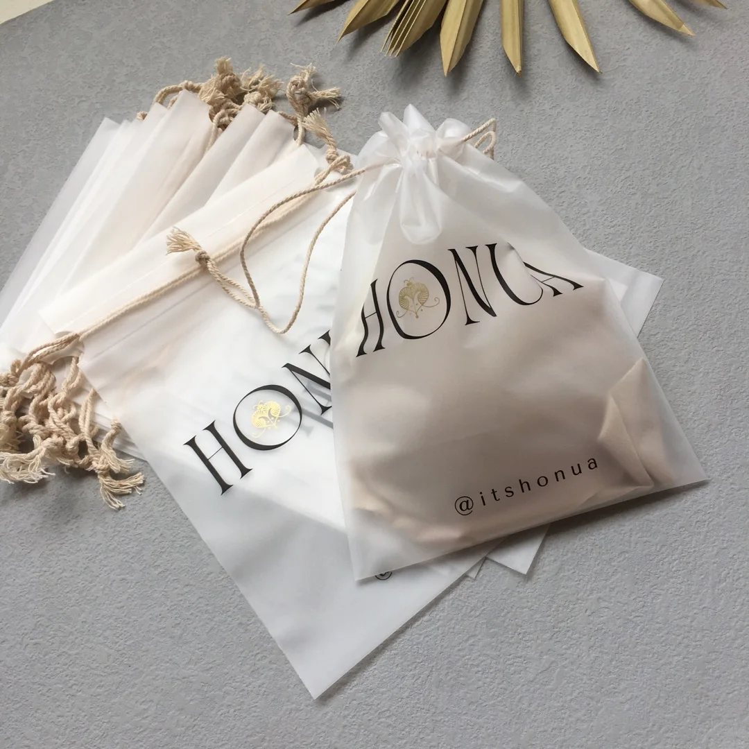 Biodegradable bag Plastic PVC drawstring bag Frosted EVA custom printing clothing packaging bag