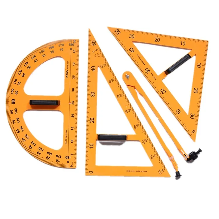 T Shape Big Teach Plastic Ruler Set Includes Straight and Triangular Rulers for Measuring Tools Plastic Material