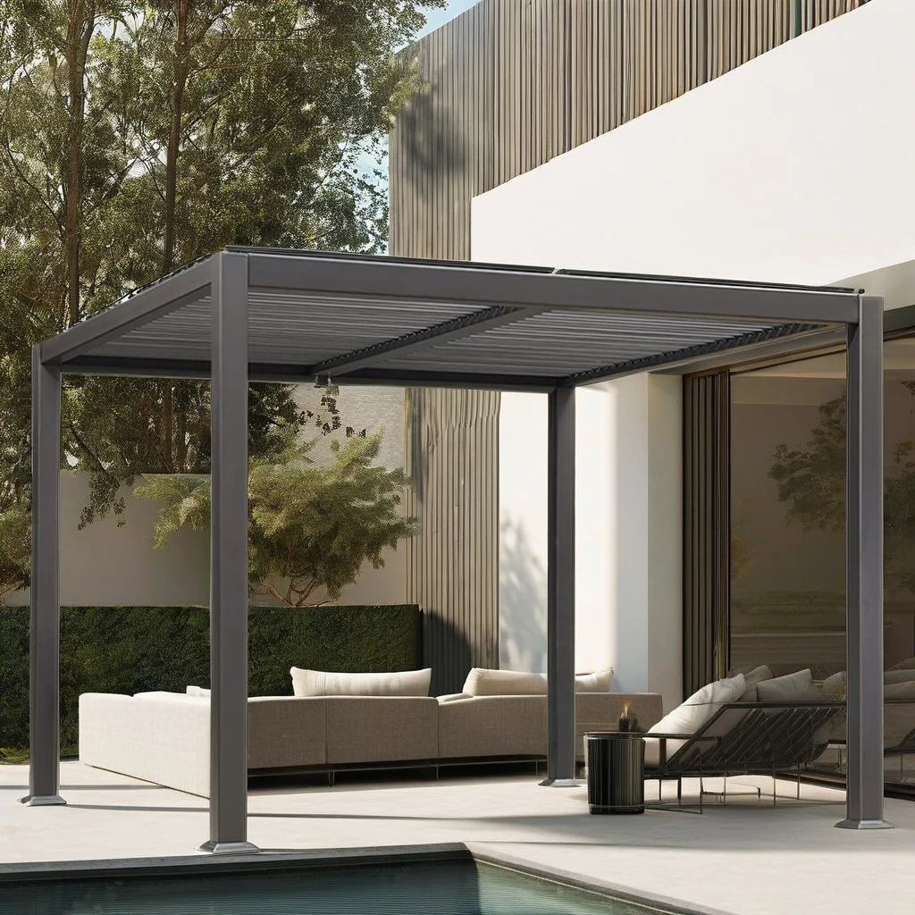 Waterproof Manual Pergola for Garden Outdoor Aluminium Gazebo Sun Shade for Patio Backyard or Courtyard for Hotels