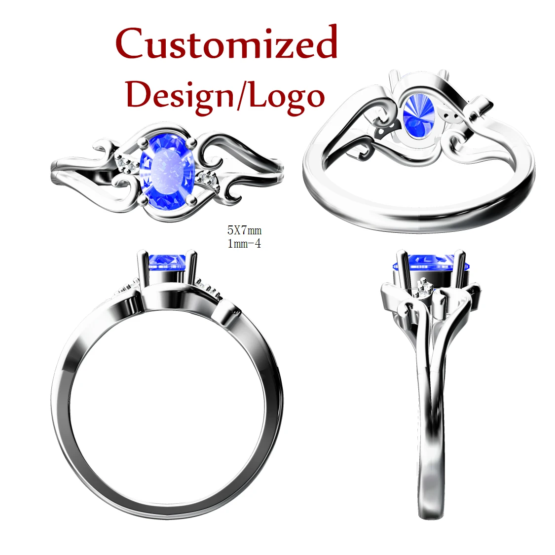 ZHEFAN Custom Design Ring Crystal Natural Aquamarine Luxurious Wedding Ring Gemstone Wedding Rings Couple Set