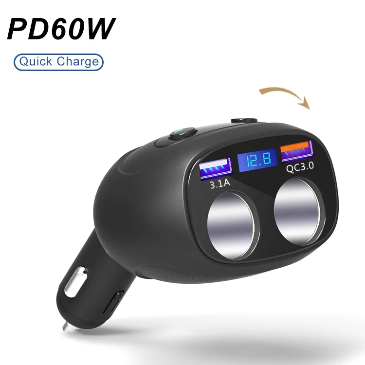 5V 3.1A Dual USB Car Charger with 2 Way 12V Car Cigarette Lighter Socket Splitter Power Adapter Charger