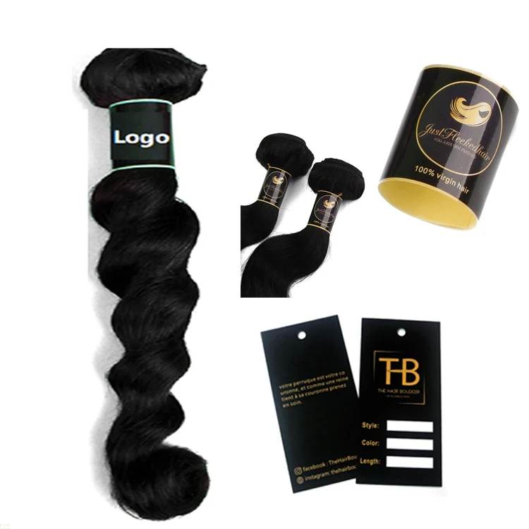
Custom logo virgin human hair bundle extensions packaging stickers Hair Extension Sticker 