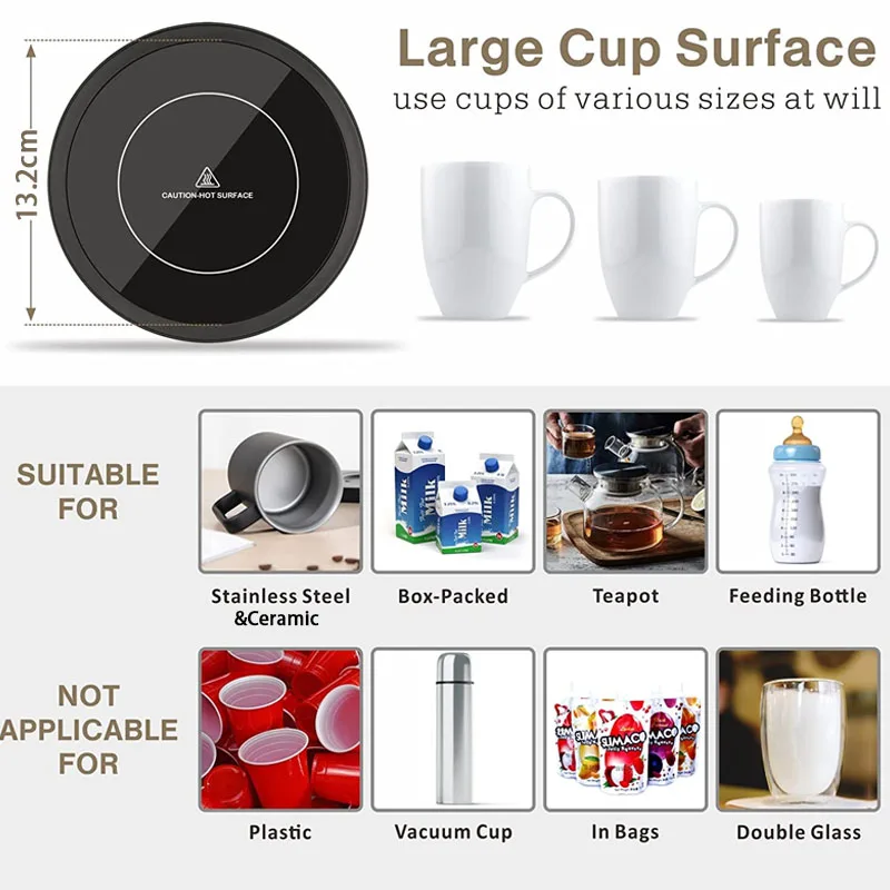 New 3 Temperature Setting Auto Shut Off Electric Beverage Cup Warmer Heating Coaster Plate Milk Tea Smart Coffee Mug Warmer