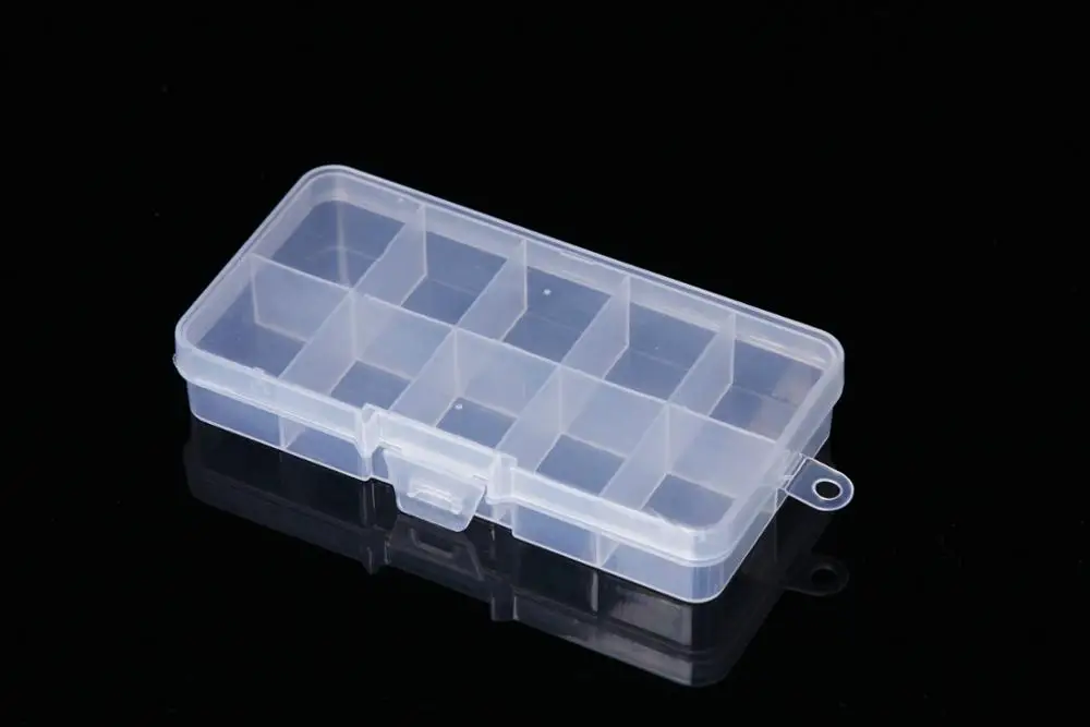 Simple 10 Grids Compartments Jewel Bead Case Organizer Storage Box