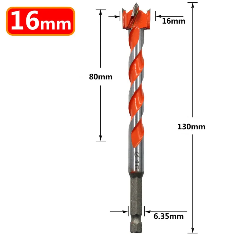 1PC Extended Woodworking Hole Opener Alloy Thread Drill Bit With Hexagonal Handle Door Lock Hole Wooden Board Hole Drill Bit