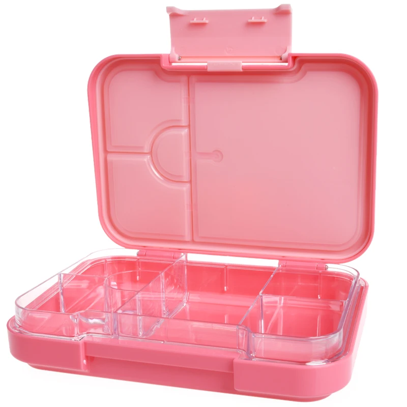 Aohea one latch bento box food picnic school lunch box plastic bpa free 6 compartments bento box