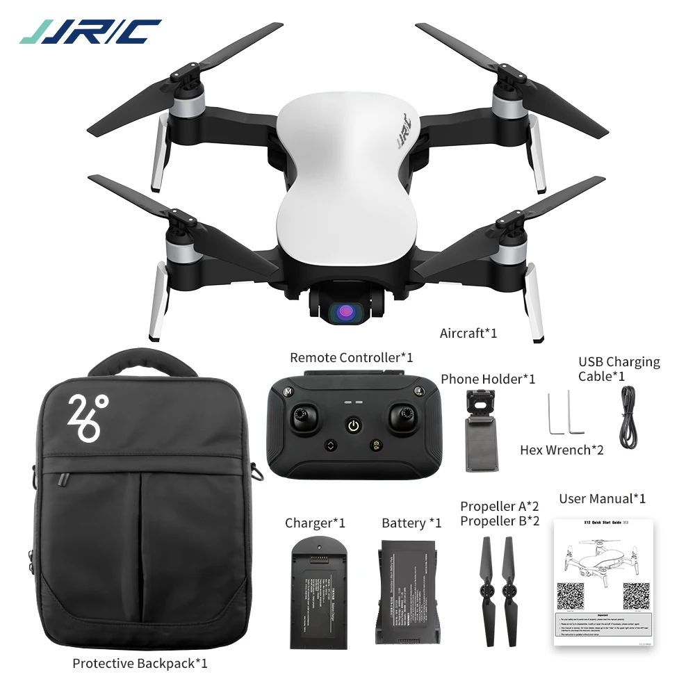 
JJRC X12 Professional 5G WIFI 3 Remote Control Foldable Quadcopter Drones with 4K Camera and GPS 