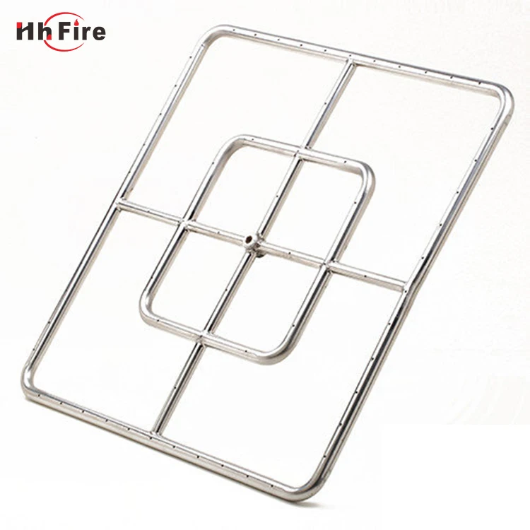18 Inch Europe Market Stainless Steel Fire Pit Square Double Ring Burner
