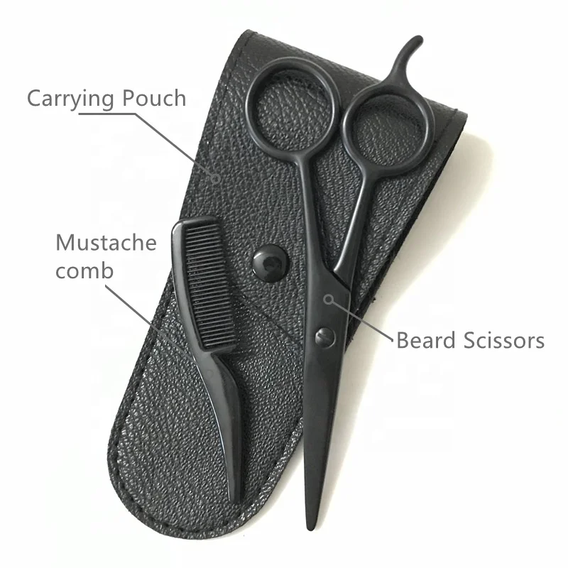 
Perfect Men Facial Mustache Scissors Professional Grooming Kit Beard Scissor With Comb Carrying Pouch 