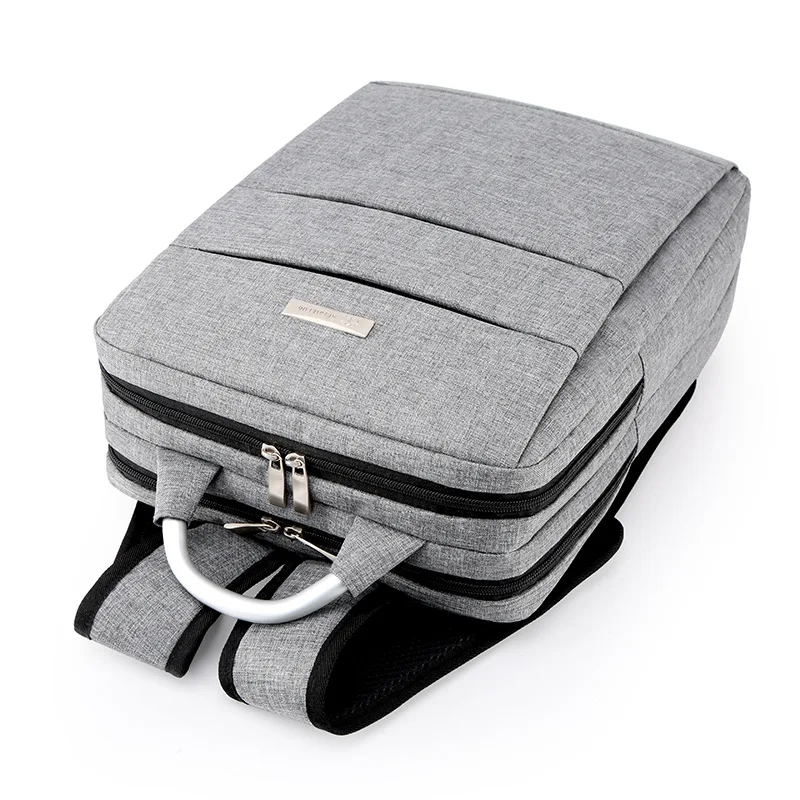 Fashion Business Gray Nylon Laptop Backpack Soft Hard Handle Large Capacity Nylon Waterproof Laptop Backpack Bag