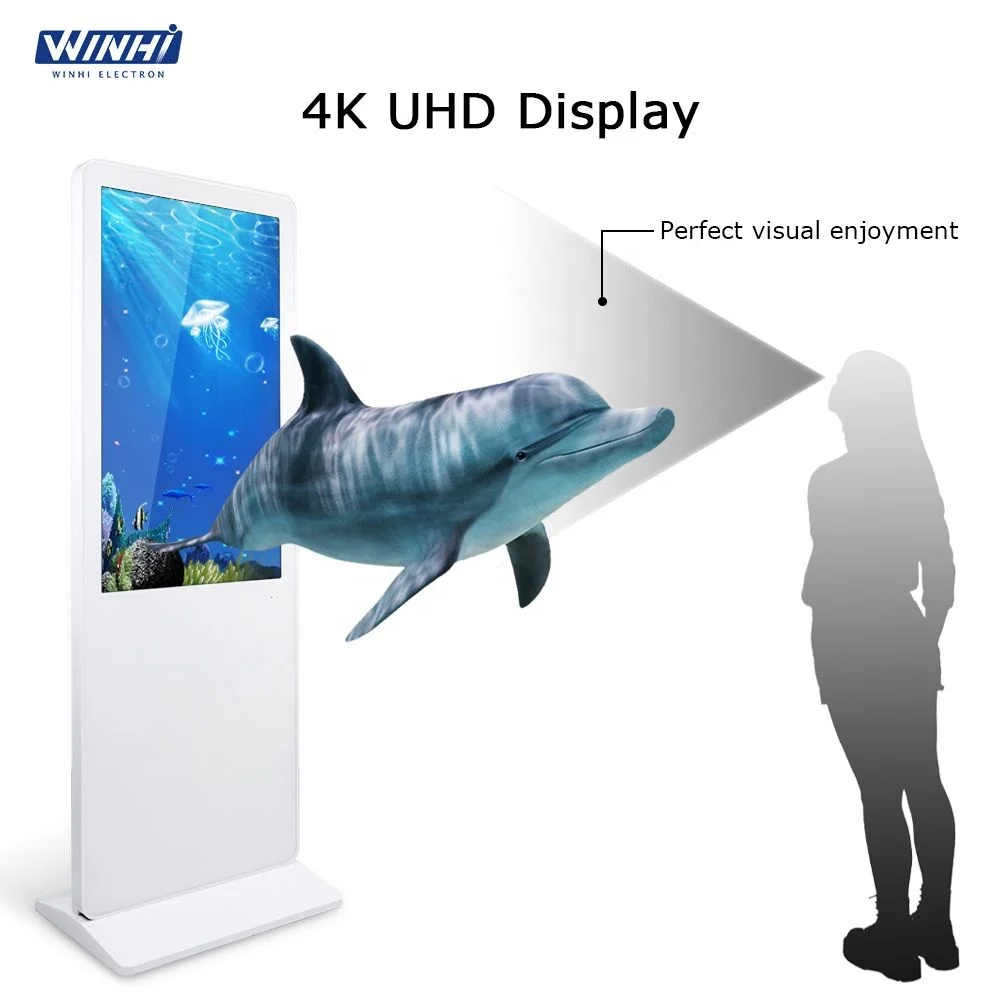new 43 inch floor standing white metal shell Win operating system capacitive touch screen kiosk advertising digital signage