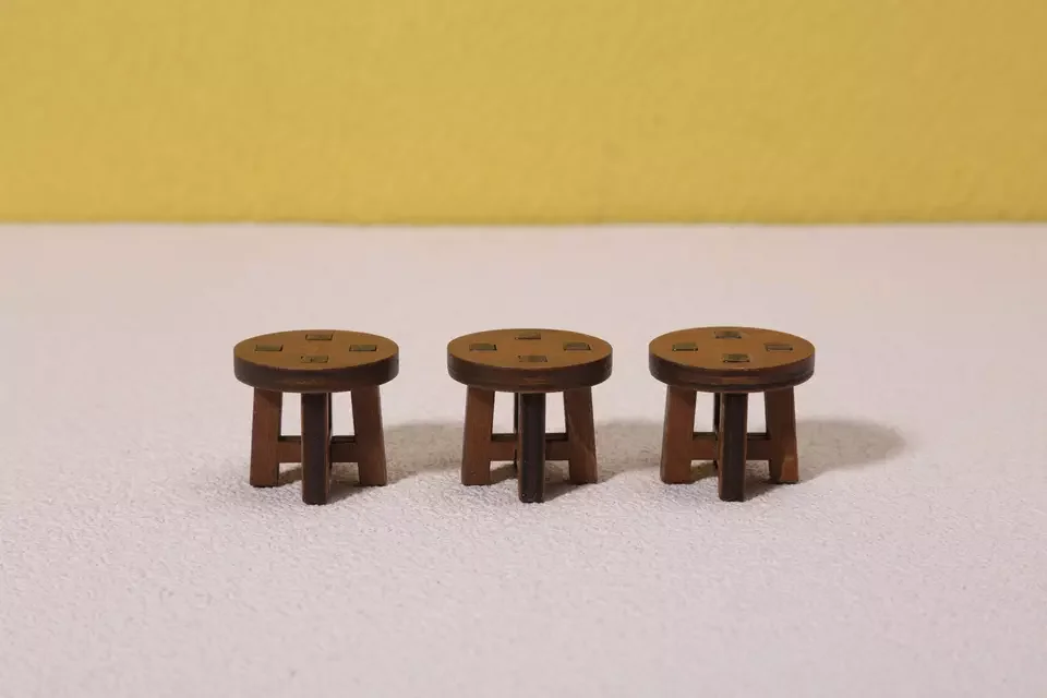 Doll house miniature accessories mini wooden chair table top ornament mini wooden chair desk decor wooden stool