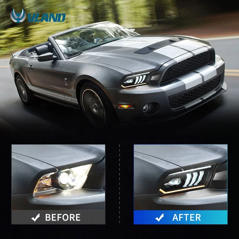 VLAND Factory LED Headlight for Ford Mustang 2005 2006 2007 2008 2009 Body Kit Accessories Light Car Bodykit Auto Parts Head