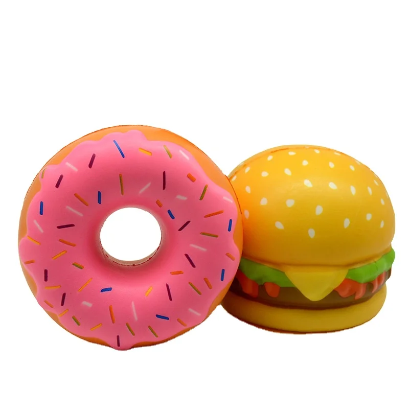 Factory Wholesale Best Seller PU Foam Squishy Doughnut Hamburger Food Toy for Kid
