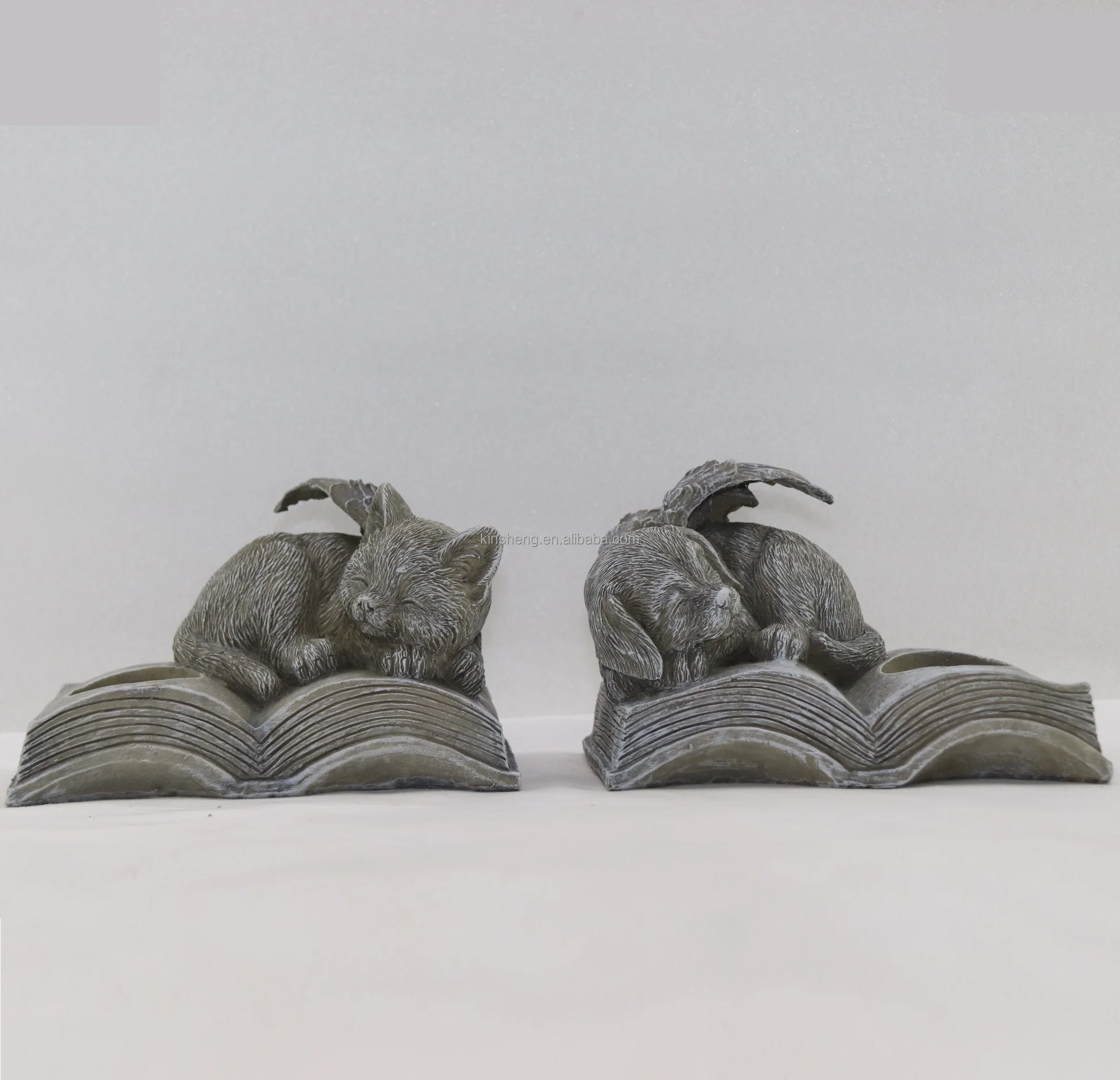 Customized Dog Wings Fairy Angel Statue Crafts Vintage White Sculpture Home Angel