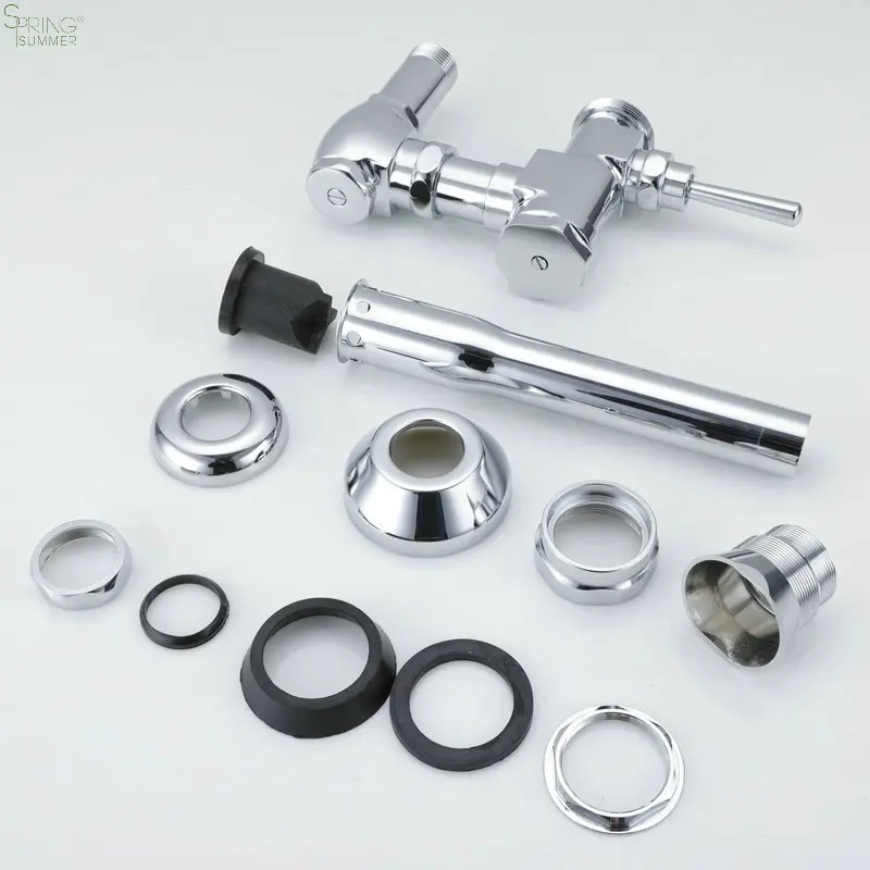 SPRING SUMMER Brass Public Toilet pushed flusher  WC Time-Delay flushing valve hand control  toilet flush valve