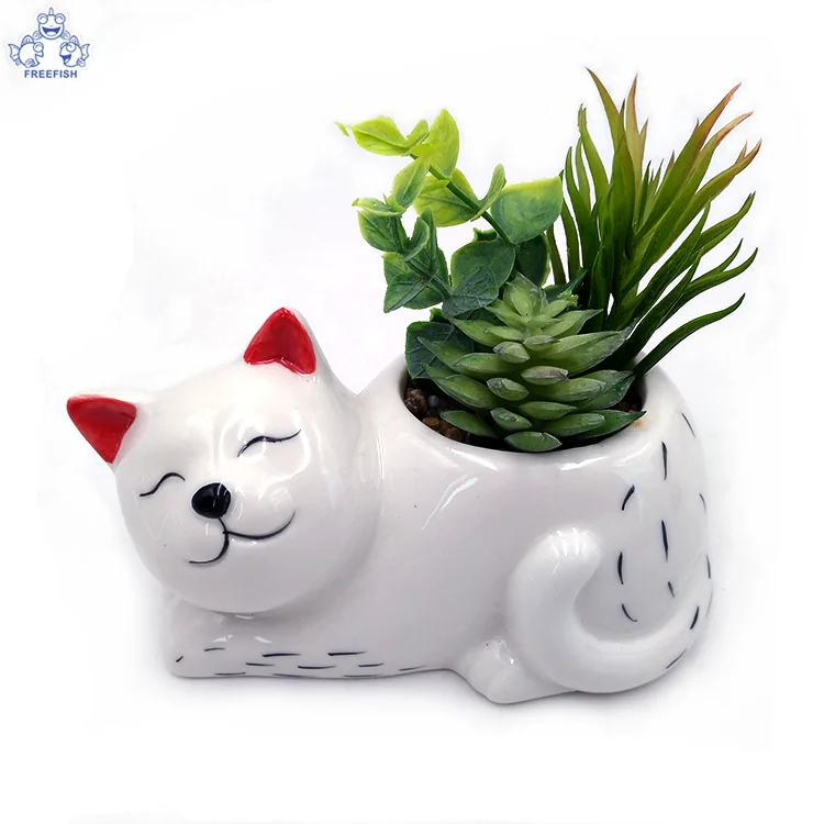 Animal Ceramic Succulent Planters/ Small Cactus Pots with Drainage Hole Cute Gift Backyard Animals