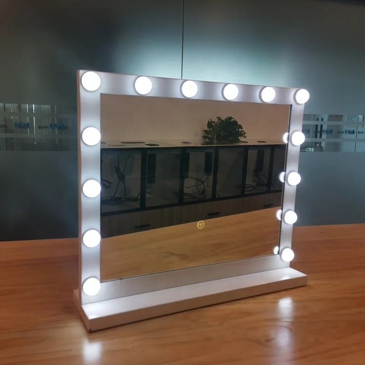 Barber Shop Beauty Salon Station Framed Light Up Makeup Vanity Hollywood  Mirror With Led Bulbs