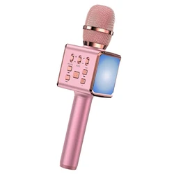 Customized Karaoke Microphone Blue-tooth Portable Wireless Home Party Singing Machine Speaker Record for Kids Microfon