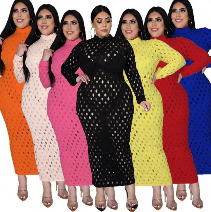 5XL Plus Size Women Clothing See Throughwomans Mesh Dresses Sexy Club Dresses 2021 Long Plus Size Dress