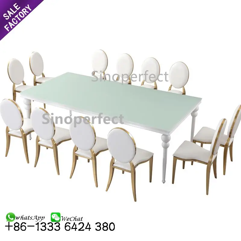 Wedding Furniture Luxury Banquet And Tables de Mariage Commercial Rectangular Luxury Dinning Table Stainless Steel