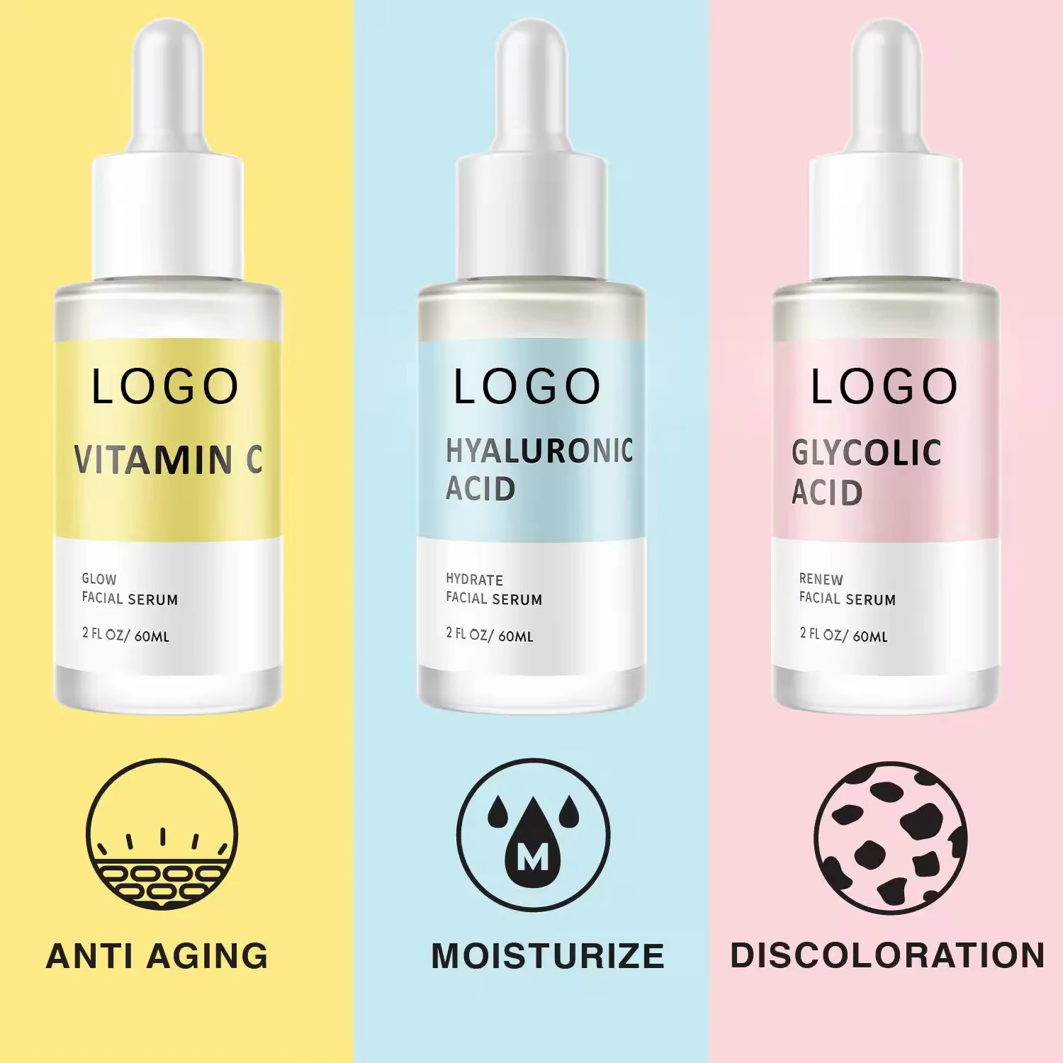 Private Label Renew Serum Alternative Smoothing Rejuvenating Hyaluronic Acid Vitamin C Glycolic Acid Face Serum For All Skin