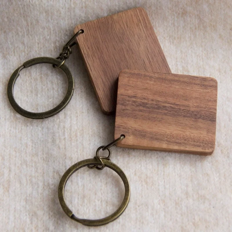 New Solid walnut rectangle wood Keychain Blanks Can Laser Blanks