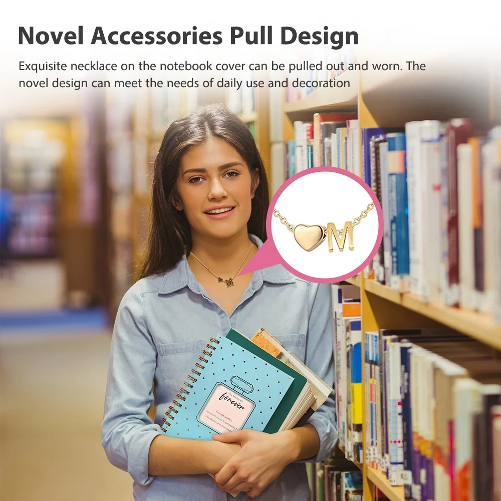 Индивидуальная печать бумажных духов, Роскошная золотая фольга в твердом переплете, женские спиральные блокноты формата A5 для журнала с ручкой и ожерельем, подарочный набор