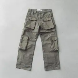 QYOURECLO Custom Logo Wholesale Baggy Blank Loose Streetwear Cotton Multi Pockets Mens Cargo Pants