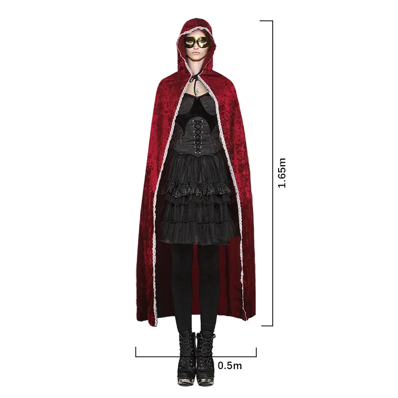Regal Red Queen Magic Cape Halloween Ball Cospaly Witch Vampire Halloween Costumes for Adults Women Men Family 1 Piece Tops