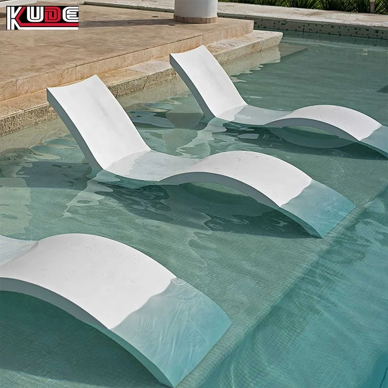 UV8 Rated Polyethylene Outdoor In-Pool Chaise Lounge In-Water Plastic Sun Lounger