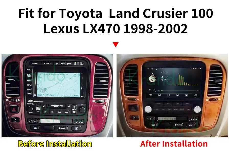 Krando 9 Inch Car Audio for TOYOTA Land Cruiser 100 LEXUS LX470 1998 - 2002 Android Auto Stereo Built in DSP WIFI 4G Sim Card