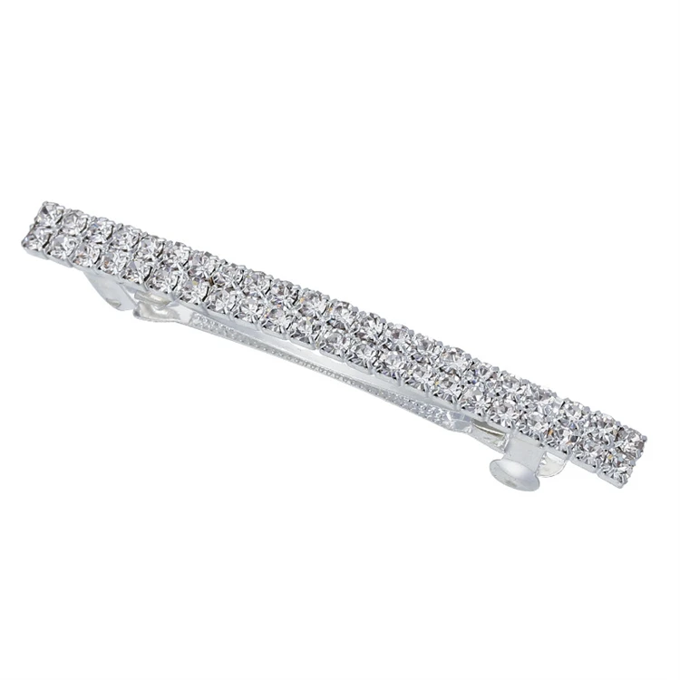 Hand made hair accessories bling crystal rhinestone barrette silver hair clip for women