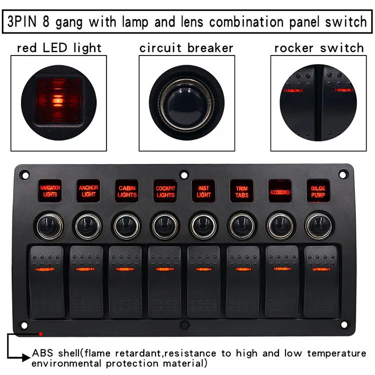 Boat 6 Gang Switch Panel Marine