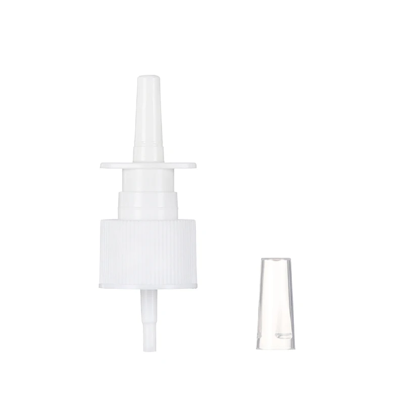Plastic PP Medical Adhesive Spray Nasal Sprayer Ribbed White Throat Spray Pump with Cap