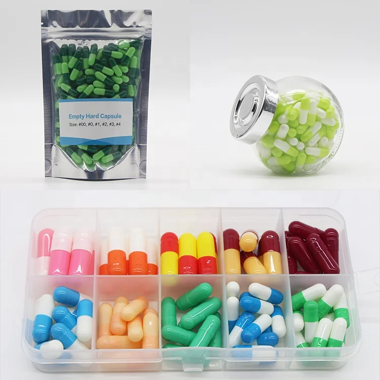 Customize Printed Size 00 0 1 2 3 4# Clear White Black Blue Green And Yellow Empty Gelatin Capsule