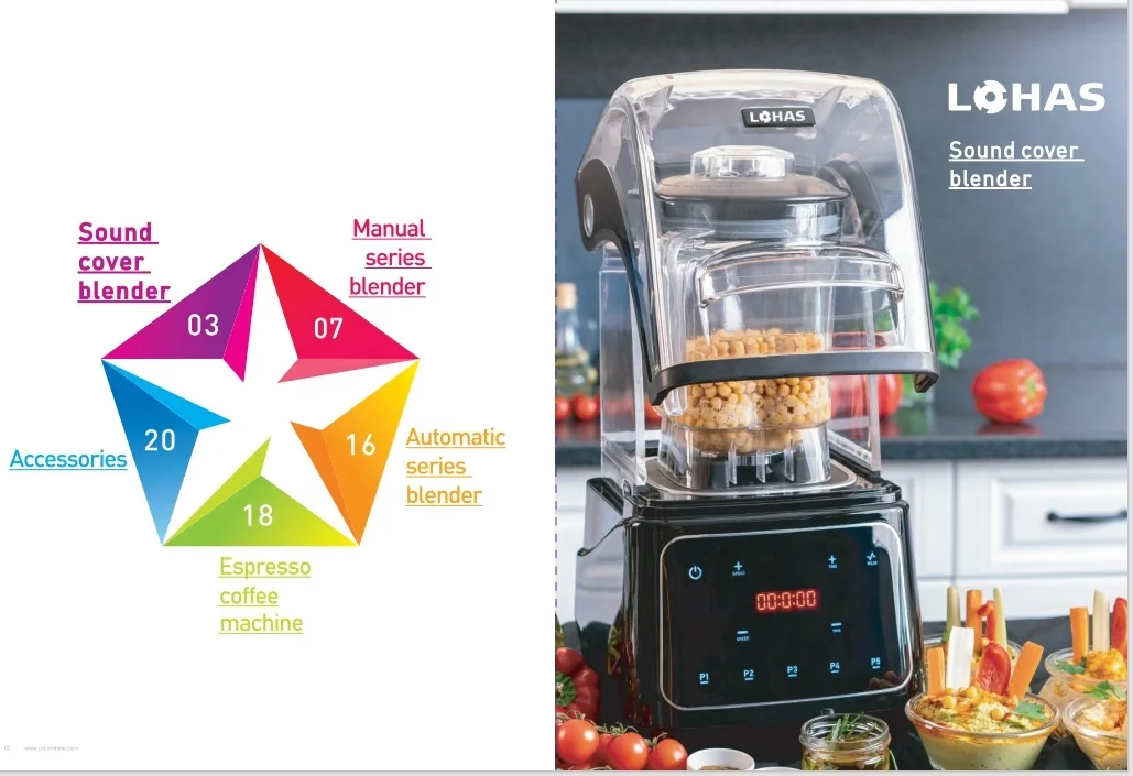 Commercial 1800W Silver Crest Blender Machine High-Speed All-in-One Kitchen Push Button Multifunctional Variable Speed Hotels