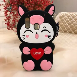 For Samsung Galaxy A20 3D Love Cat Cartoon Soft Silicon Phone Case Cover for Samsung Galaxy A30 Back Case