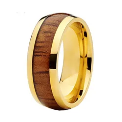 Polished Shiny Yellow Plated Grooved Tungsten Carbide Ring Mens Ring Hot Sale in Brasil